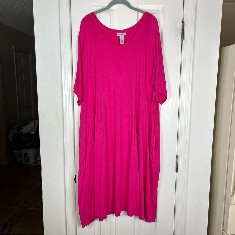 Soft Fuchsia Scoop Neck Women's Dress